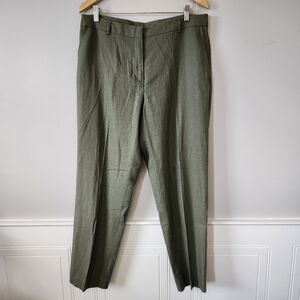 Women's Anne Klein Blended Linen Pants, Olive Green Pants Size 12